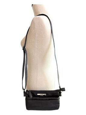 Black Vegan Leather Crossbody Organizer Purse Multi-Pocket  (1077-4)
